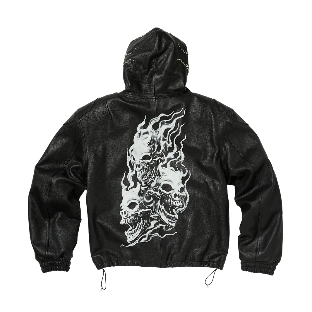 TC HOTHEAD THREE RIDING SKULL LEATHER JACKET