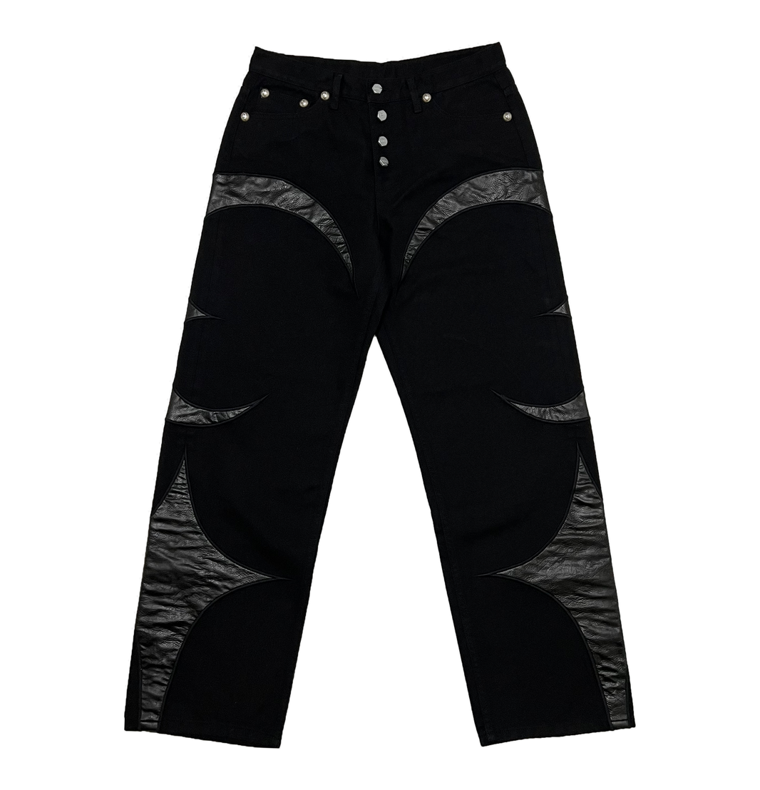 TC Leather Washing Denim Pants