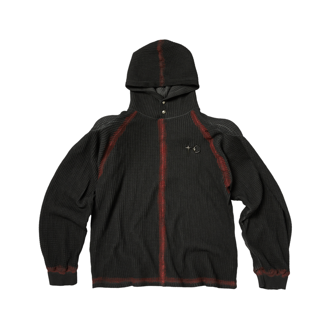 BULK SHOULDER PAINTED LINE WAFFLE HOODIE