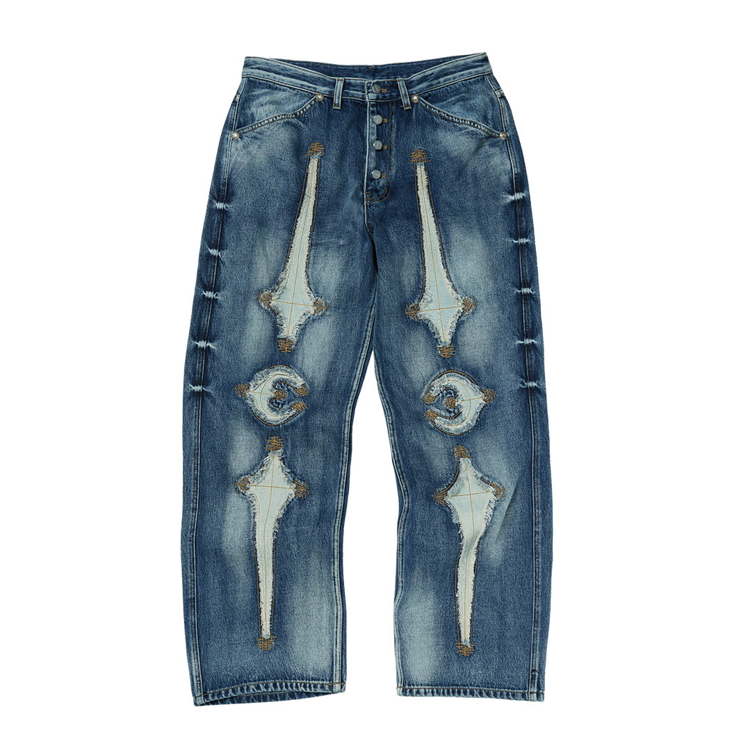 TC Bone Leather Denim Pants