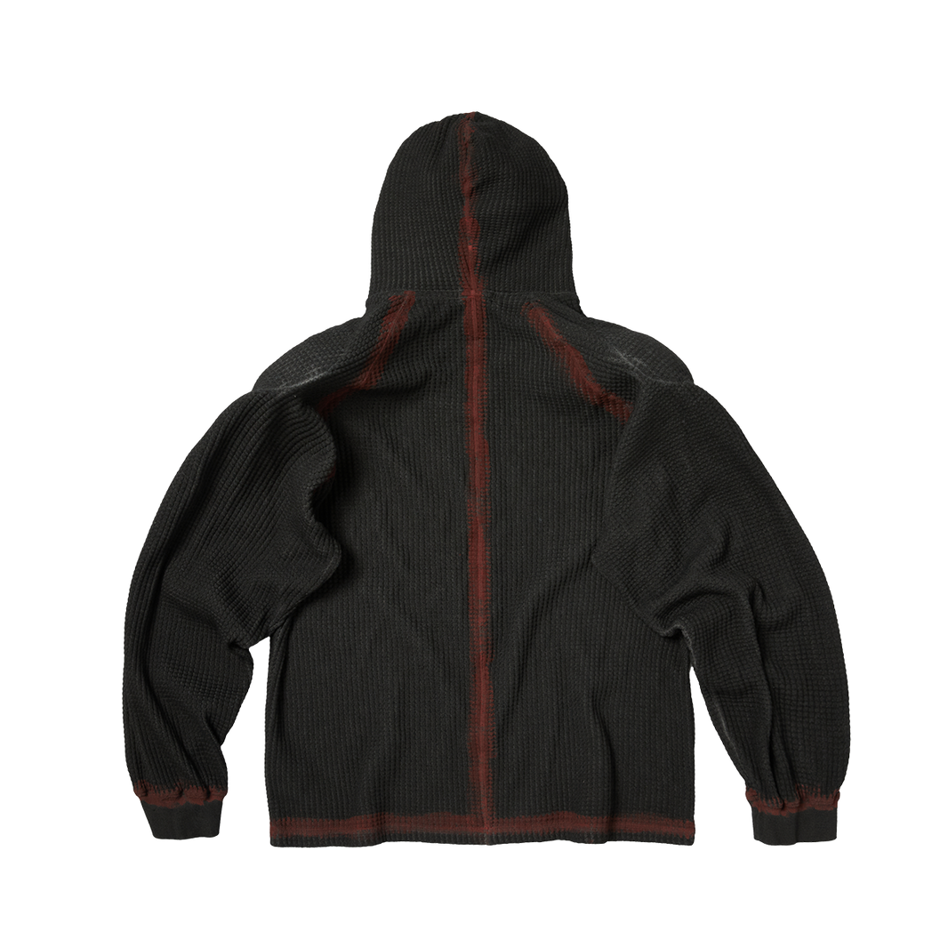 BULK SHOULDER PAINTED LINE WAFFLE HOODIE
