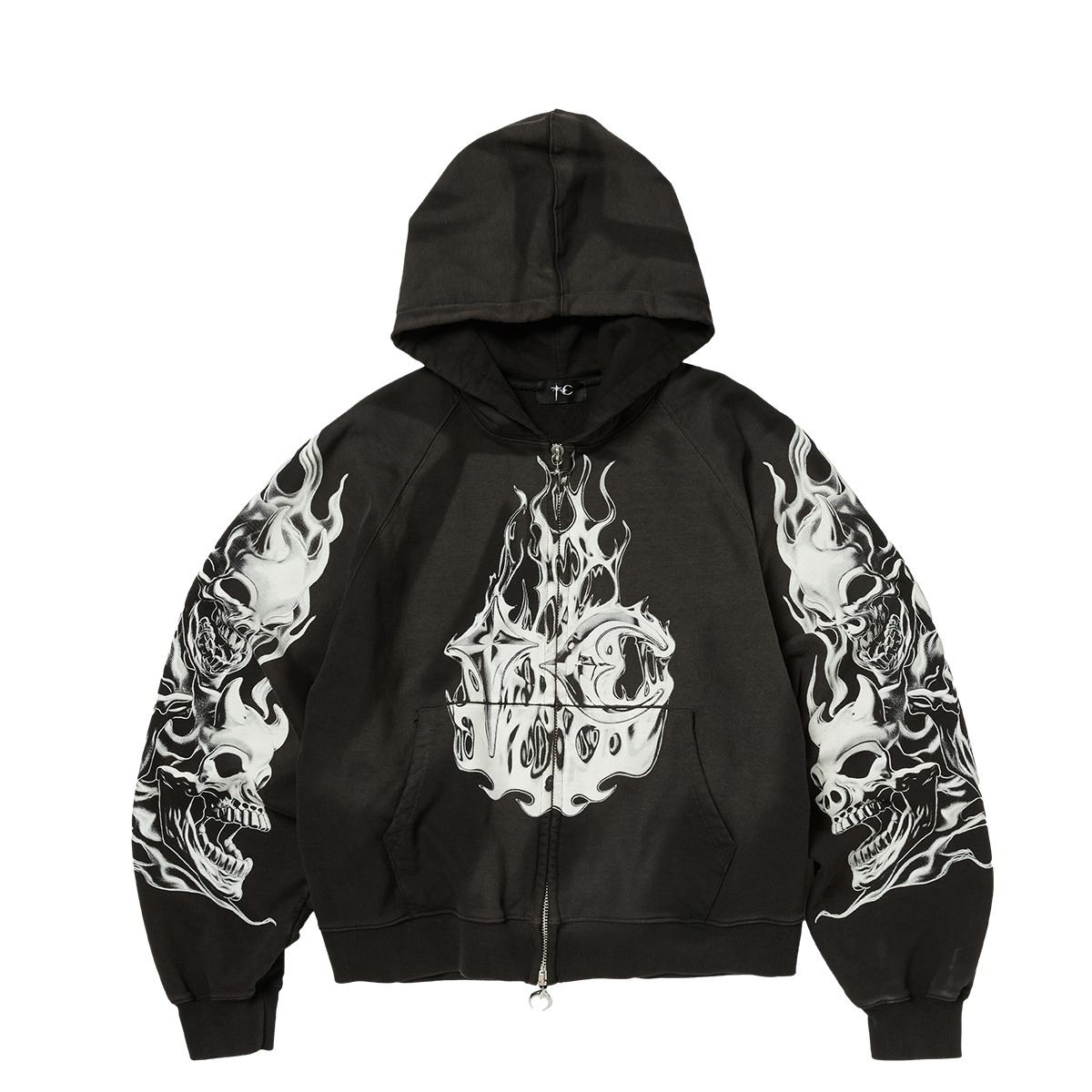 SIX RIDING SKULL ZIP-UP HOODIE