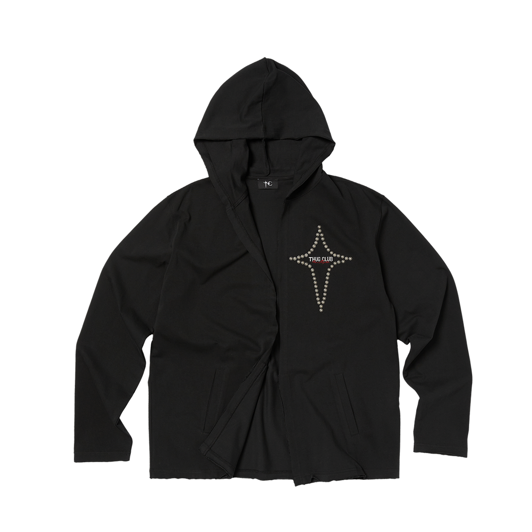 T-STUDDED CUTOUT HOODIE
