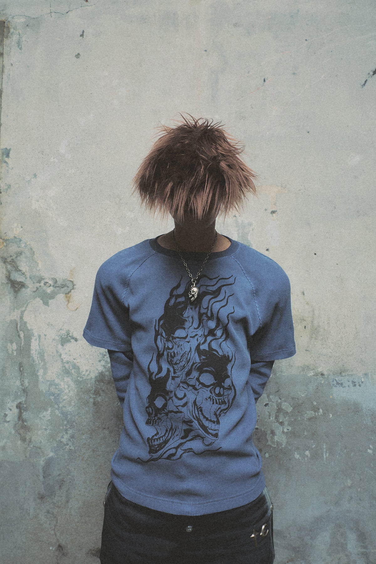 BULK SHOULDER THREE RIDING SKULL LAYERED T-SHIRT