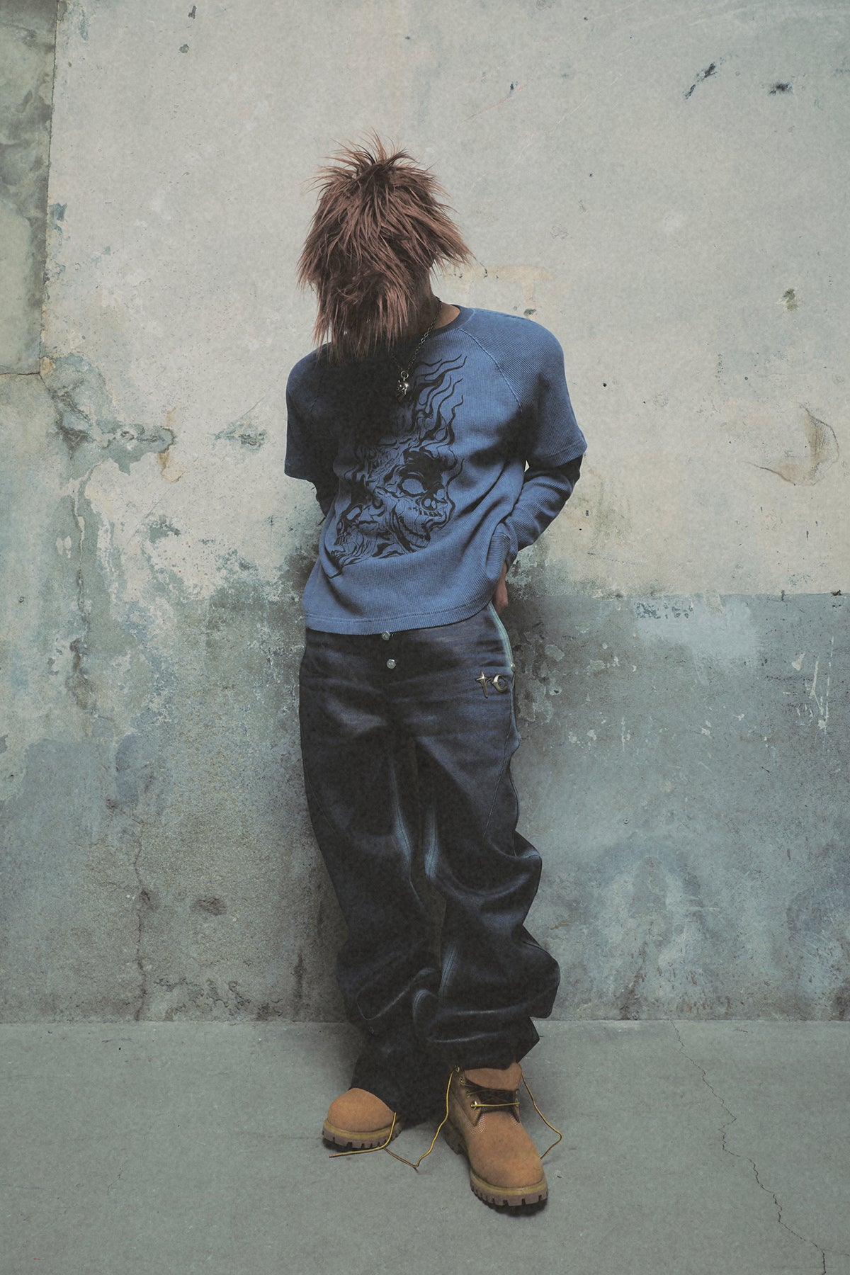 BULK SHOULDER THREE RIDING SKULL LAYERED T-SHIRT