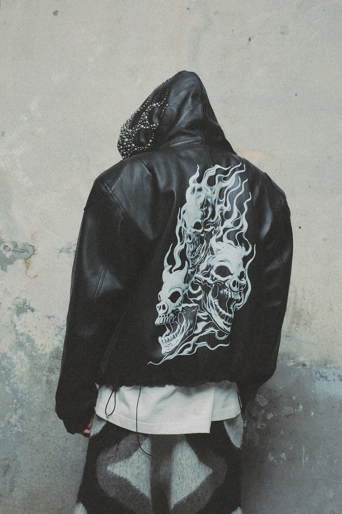 TC HOTHEAD THREE RIDING SKULL LEATHER JACKET