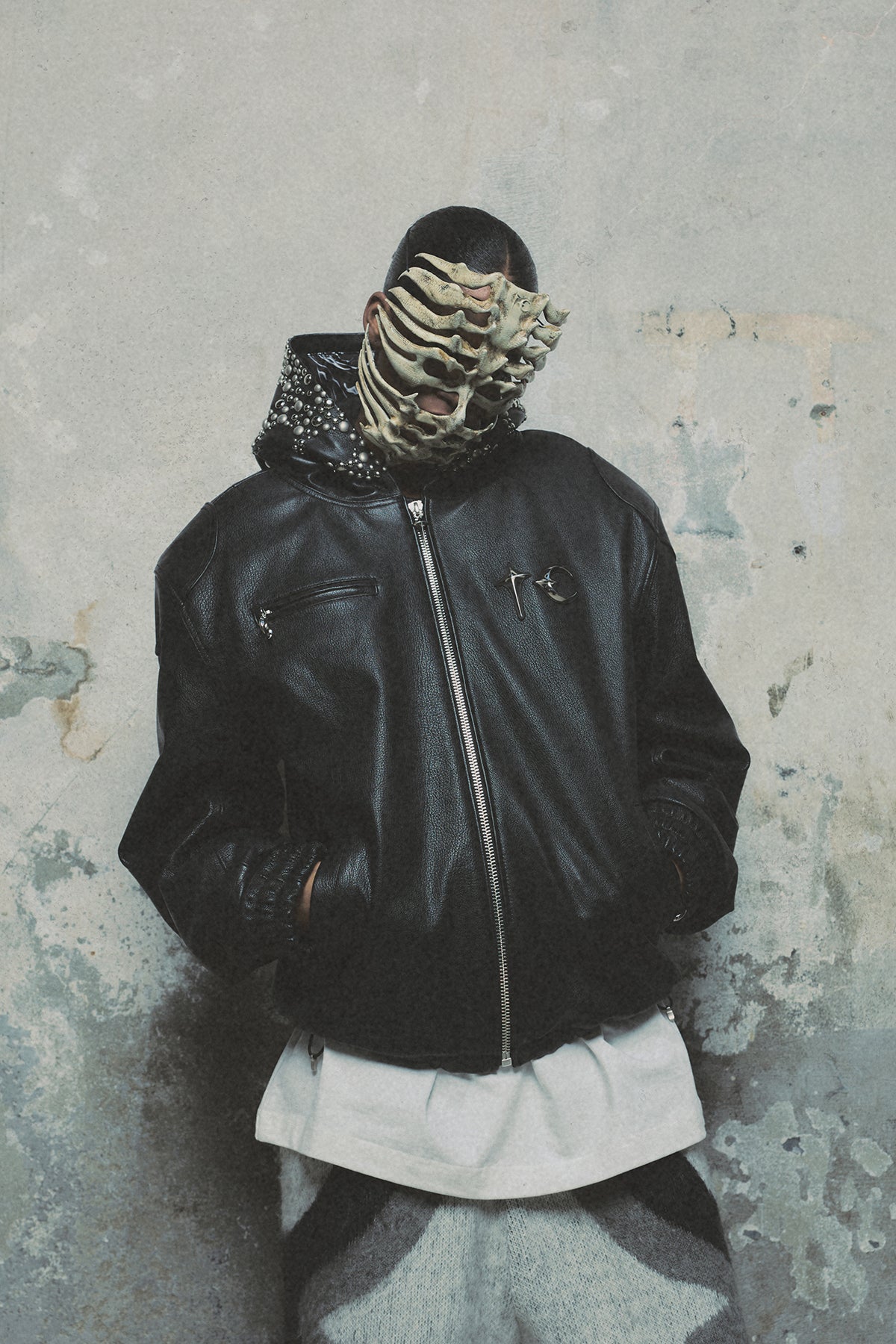 TC HOTHEAD THREE RIDING SKULL LEATHER JACKET