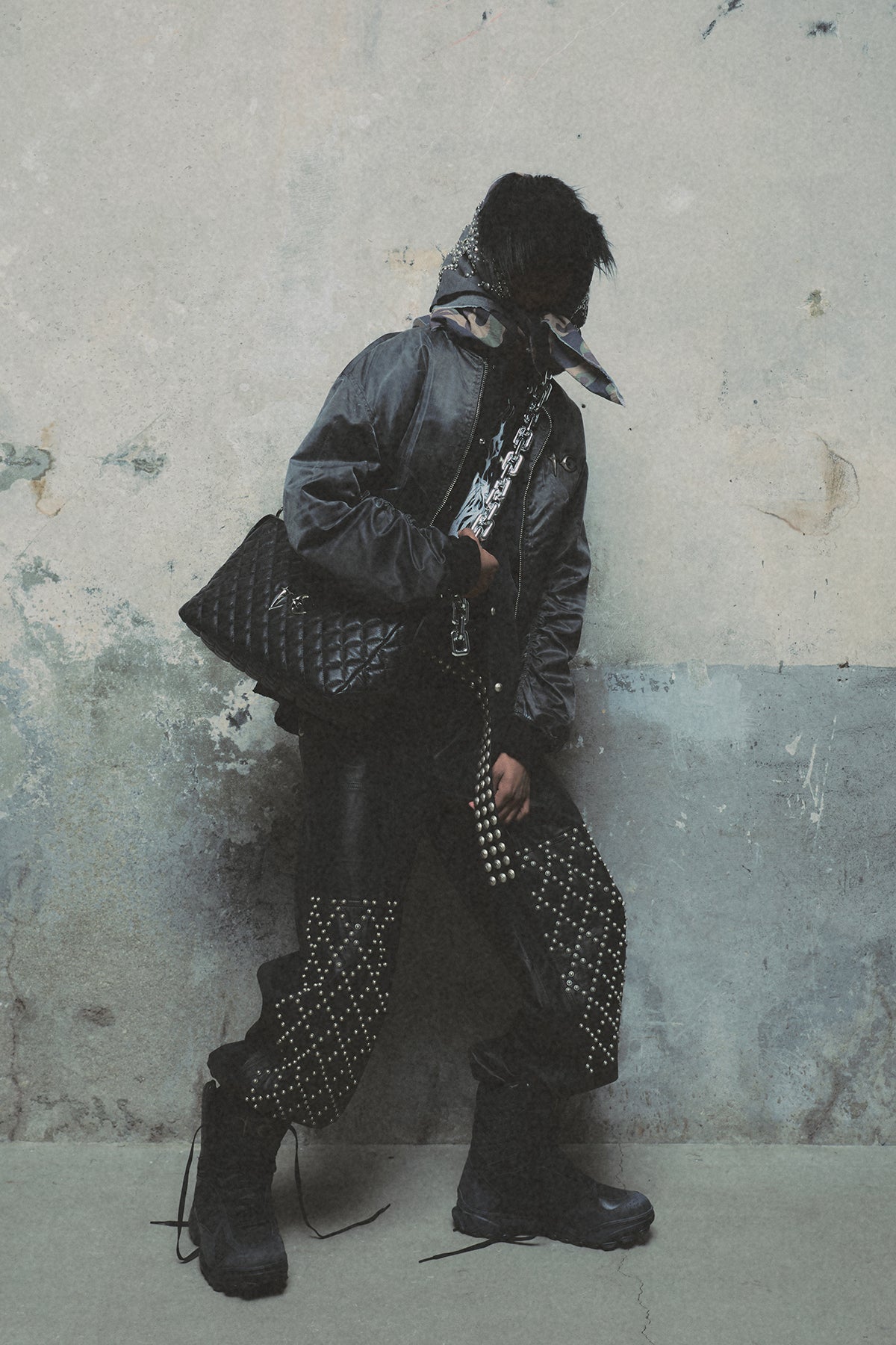 TC LEATHER STUDED WORK PANTS