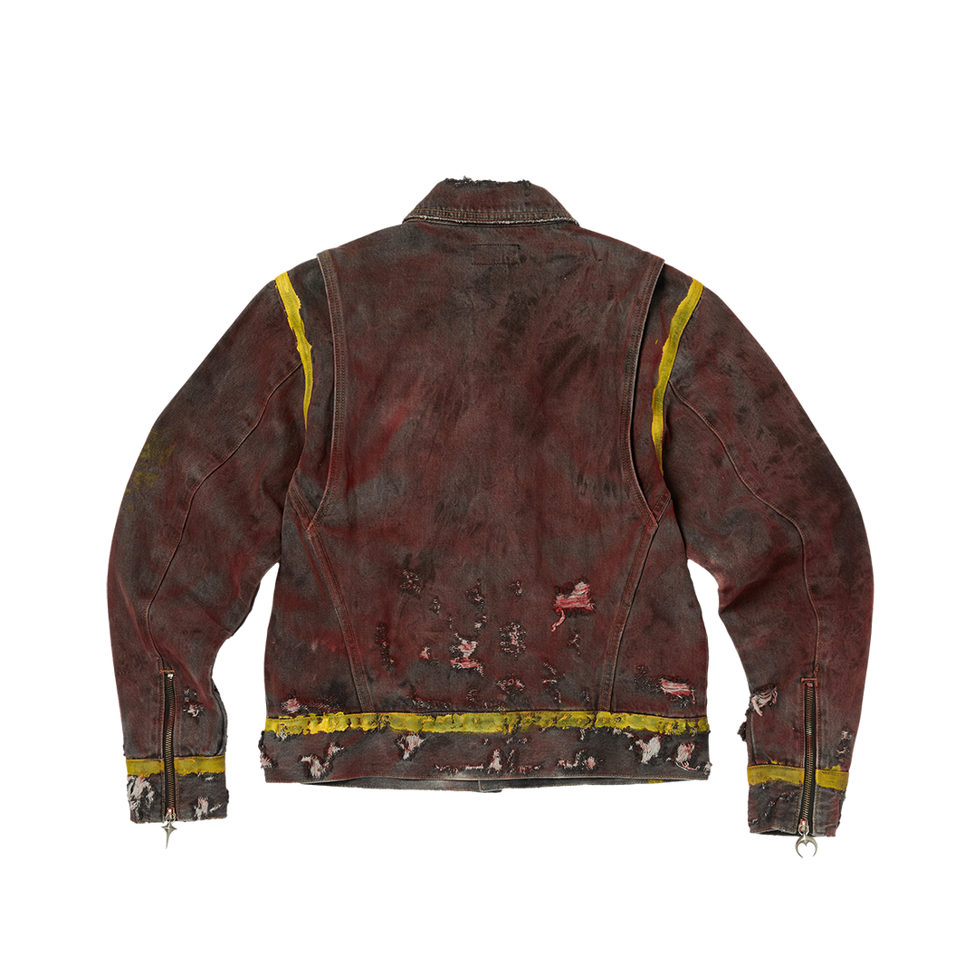 RED WASHED PAINTED LINE JACKET