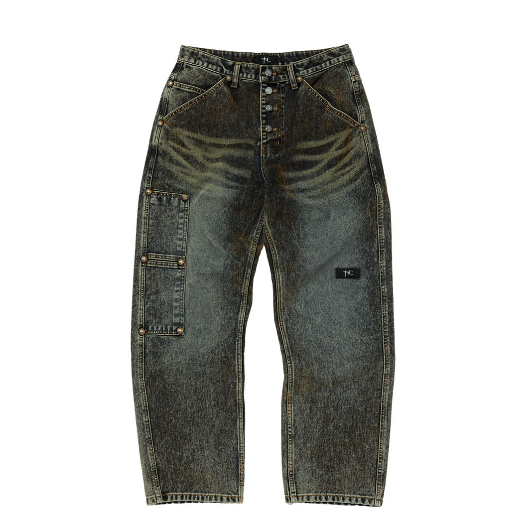 IRON FADED DENIM PANTS