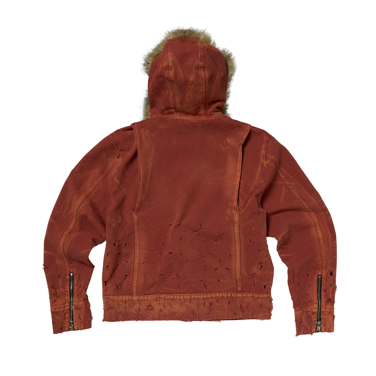 TC TWO TONE WASHED FUR HOODED JACKET