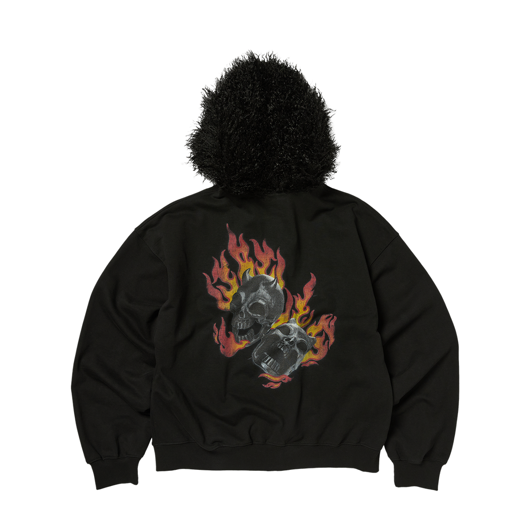 TC TWO FACE FUR HOODED ZIP-UP