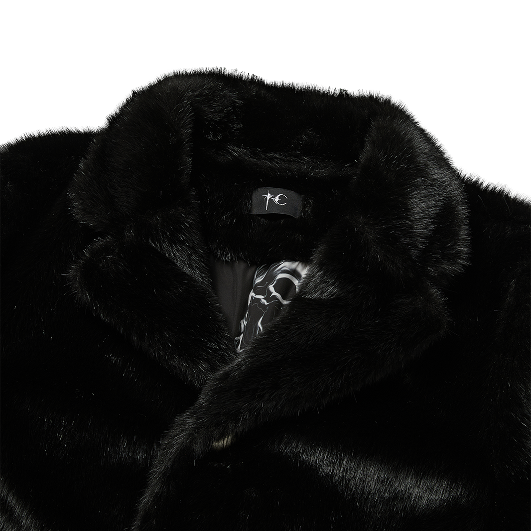 THREE RIDING SKULL FUR COAT