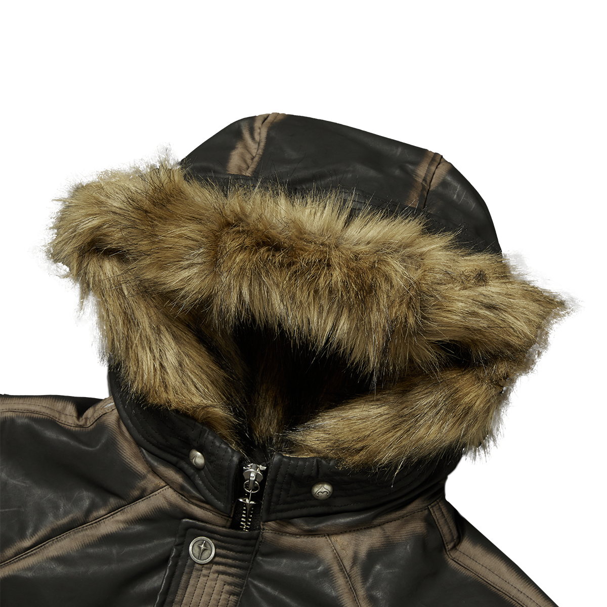 THREE RIDING SKULL FUR HOODED JACKET