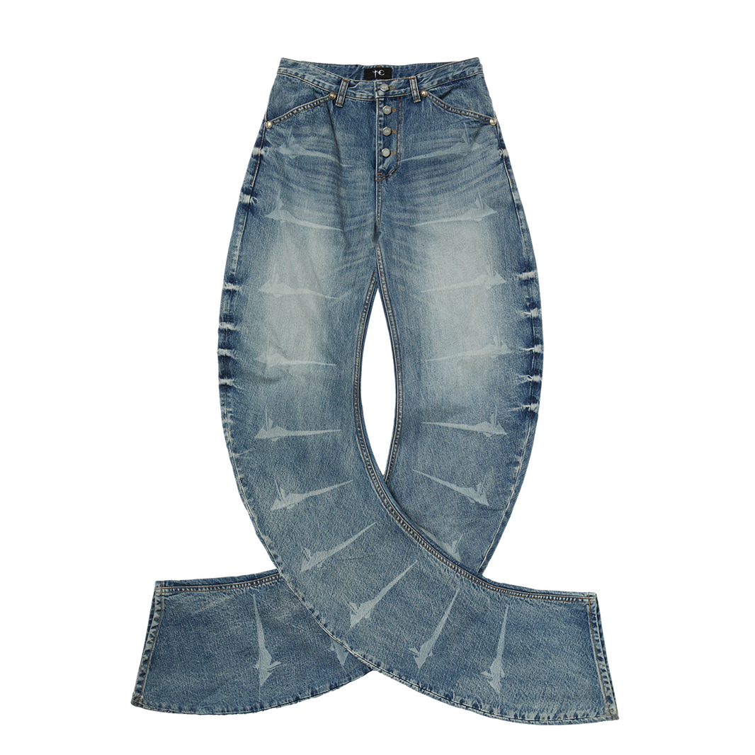 TC LASER WASHED PARKOUR DENIM PANTS
