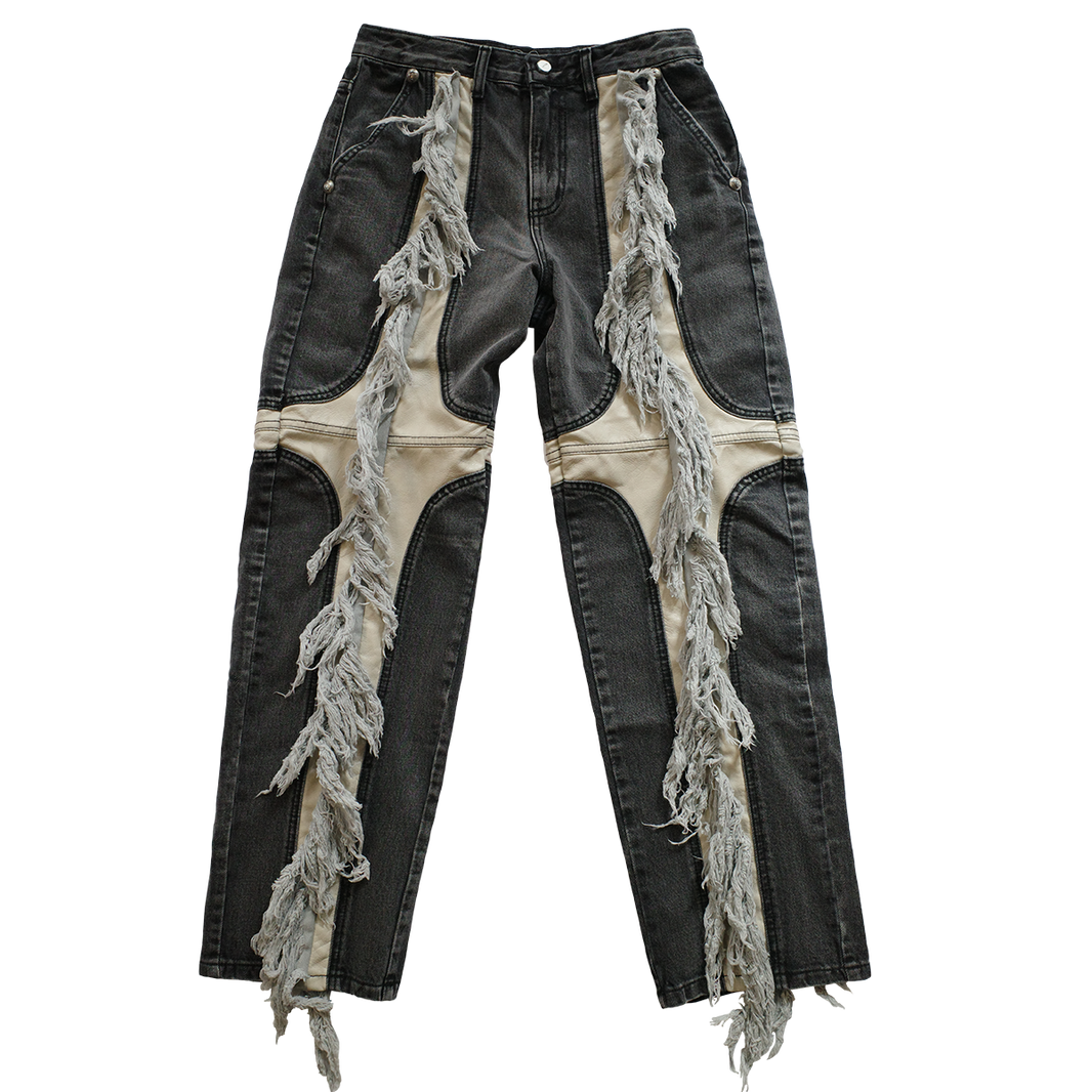 Mohican Leather Denim Pants