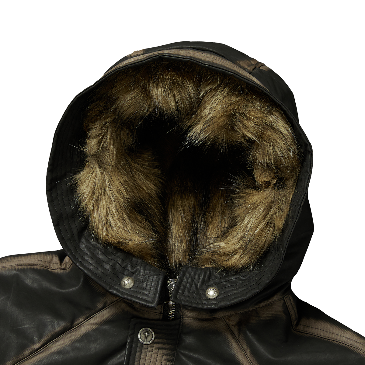 THREE RIDING SKULL FUR HOODED JACKET