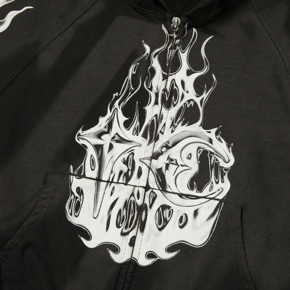 SIX RIDING SKULL ZIP-UP HOODIE