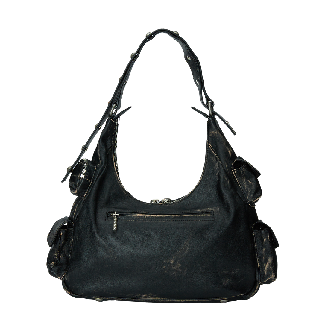 Washed Leather Multi Pocket Bag