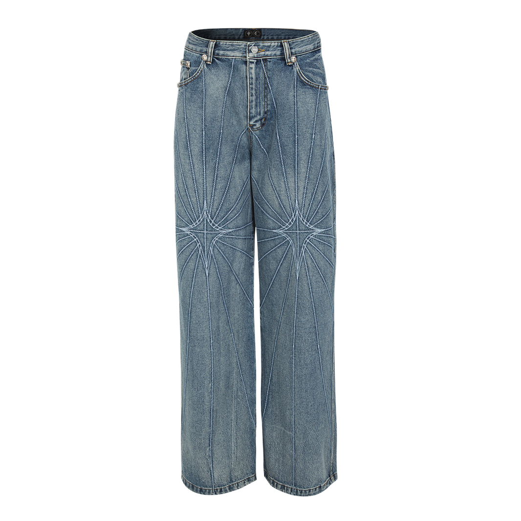 Chain Stitch Denim Pants